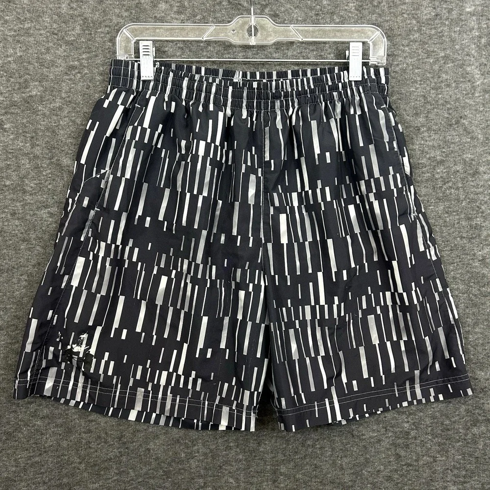 Under Armour Shorts Mens Large Geometric Gray Heatgear Gym Workout Lined 7" READ - Picture 1 of 16